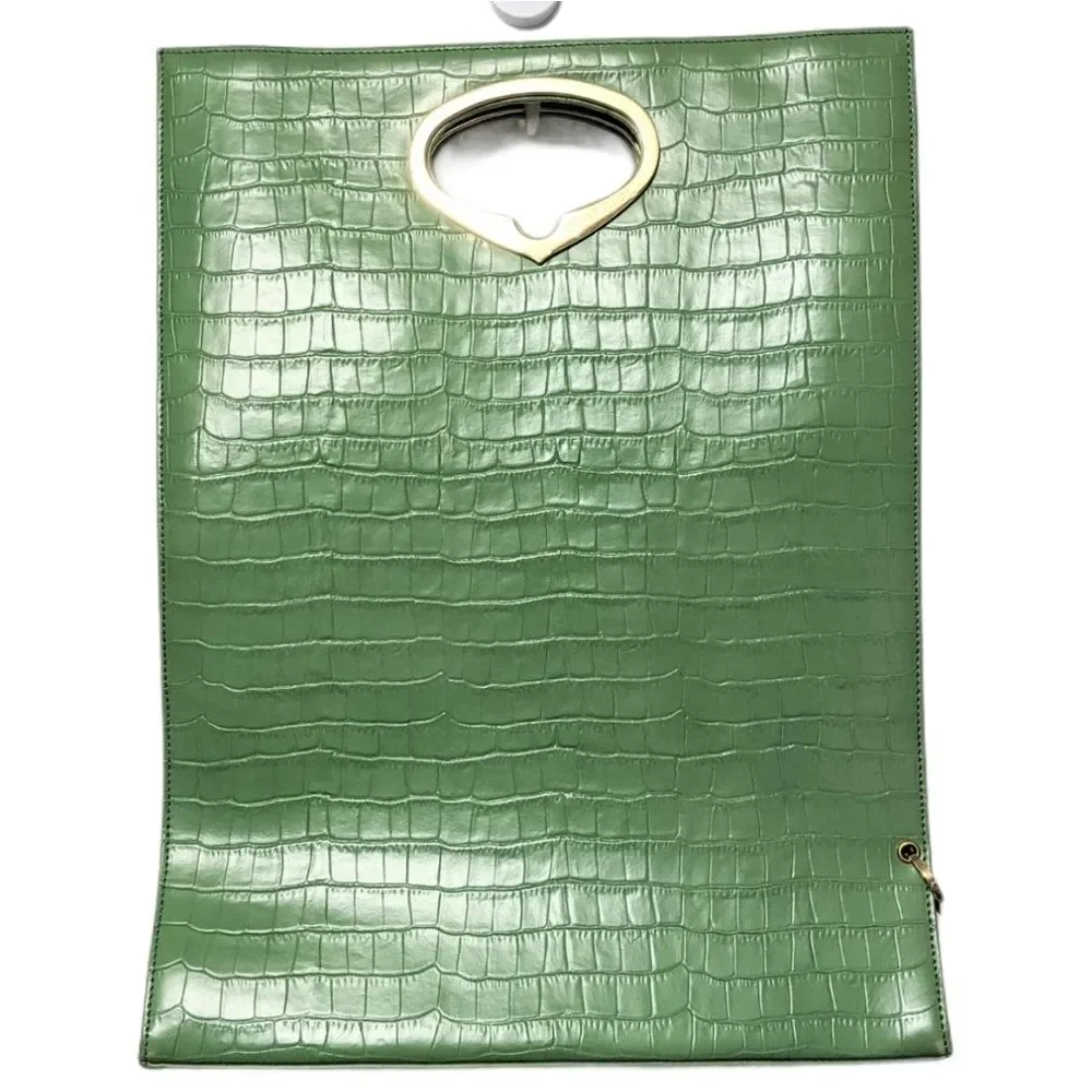 CHARRIOL Green Croc Embossed Tote Bag